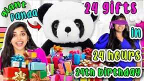 24 GIFTS in 24 HOURS on Sisters birthday | *Iphone**Giant Panda**Bday Prank* 🥳