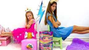 Stacy and Nastya vie for surprises and toys