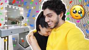 Surprising My Girlfriend With Her Dream Makeup Vanity + Gift Unboxing | Yash & Nilam