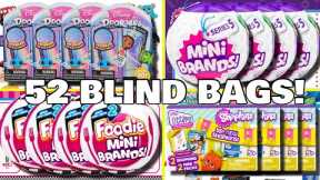 UNBOXING 52 BLIND BAGS! FOODIE MINI BRANDS SERIES 2 & SERIES 2! DOORABLES SERIES 10!  REAL LITTLES!