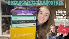 A chunky October 2023 Book Box Unboxing 🎃🎃 Owlcrate, Illumicrate, Fairyloot, Evernight