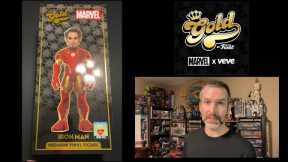 Unboxing a Funko Gold Iron Man 18 vinyl figure, a phygital collaboration with VeVe and Marvel