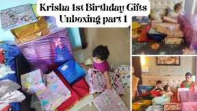 Unboxing Krisha's 1st Birthday Gifts~1st birthday gift ideas | opening 1st birthday gifts Vlog