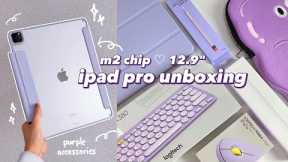 m2 ipad pro 12.9 unboxing 💜 apple pencil 2 + accessories