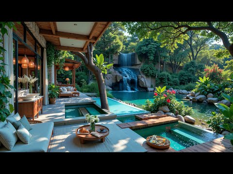 Morning Jazz Under the Trees | Outdoor Cabin Forest Jazz in Morning To Calm Your Mind