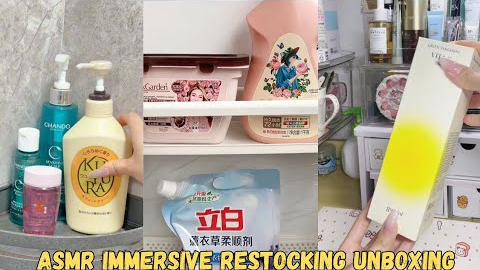 ASMR Vibes ~ Skincare, Beauty Products Restock Unboxing. Immersive Consumption Replenishment. #asmr 