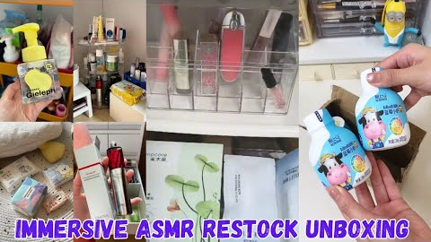 Immersive ASMR Restocking, Unboxing &  Organizing | Skincare, MakeupProducts Replacement.#viralvideo