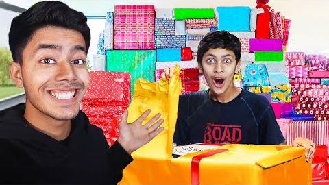 Surprising Brother with 100 Mystery Gifts!