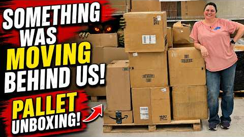 Something Was MOVING Behind Us During This Massive Pallet Unboxing! 😱