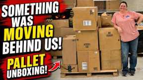 Something Was MOVING Behind Us During This Massive Pallet Unboxing! 😱